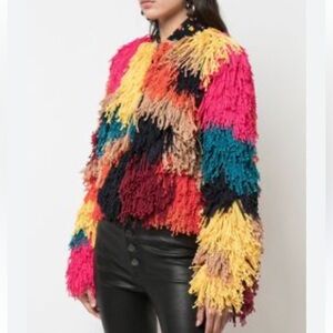 NWT - Alice + Olivia - Multicolor Yarn Fringe Jacket